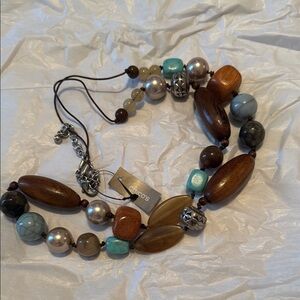 Chico's Earthy Tones and Turquoise Necklace